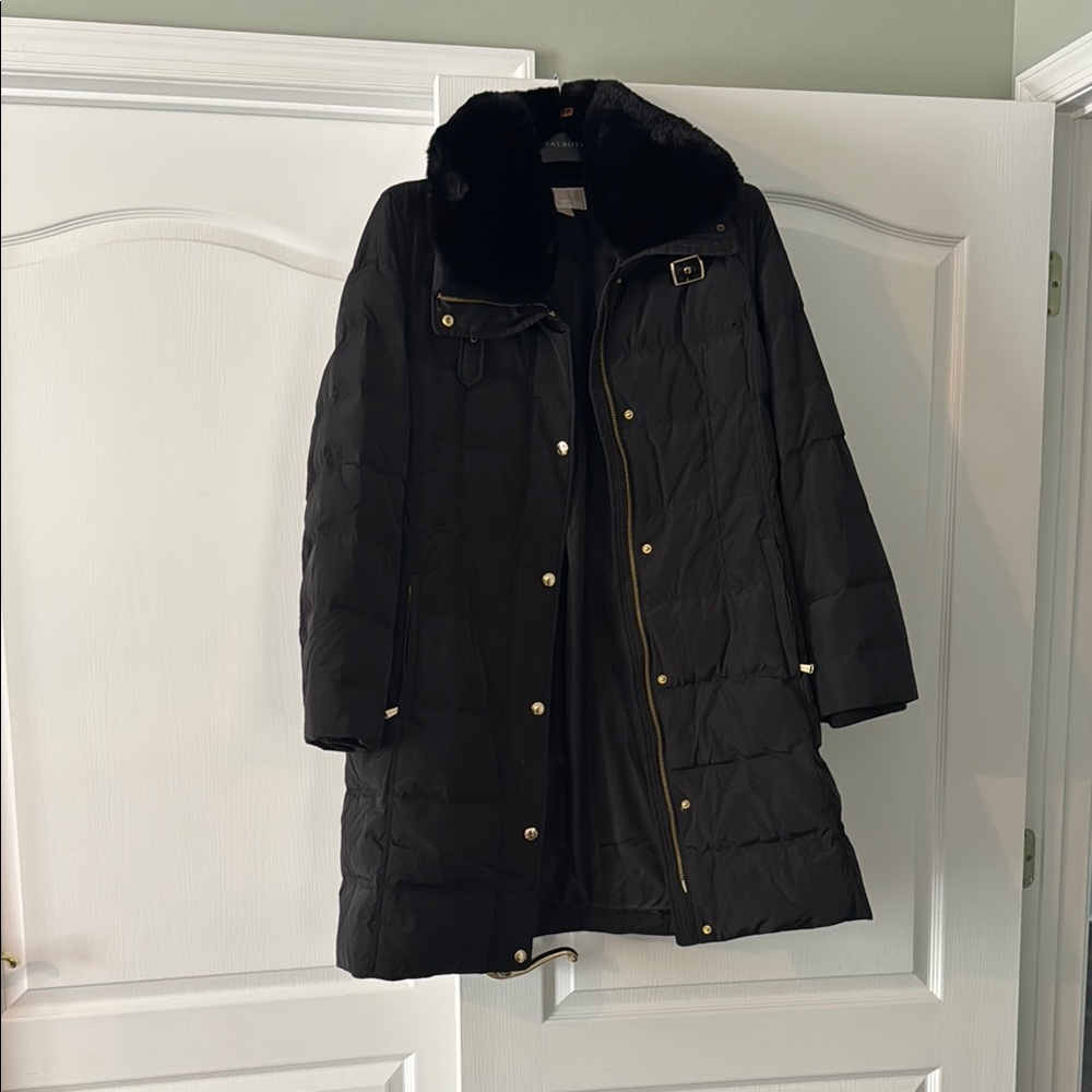 Michael Kors Black Puffer Jacket with Faux Fur Trim